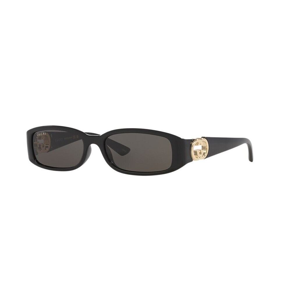 GUCCI GG1661S 001 Black Gold Grey Rectangle Unisex Sunglasses AUTHENTIC - Picture 2 of 10